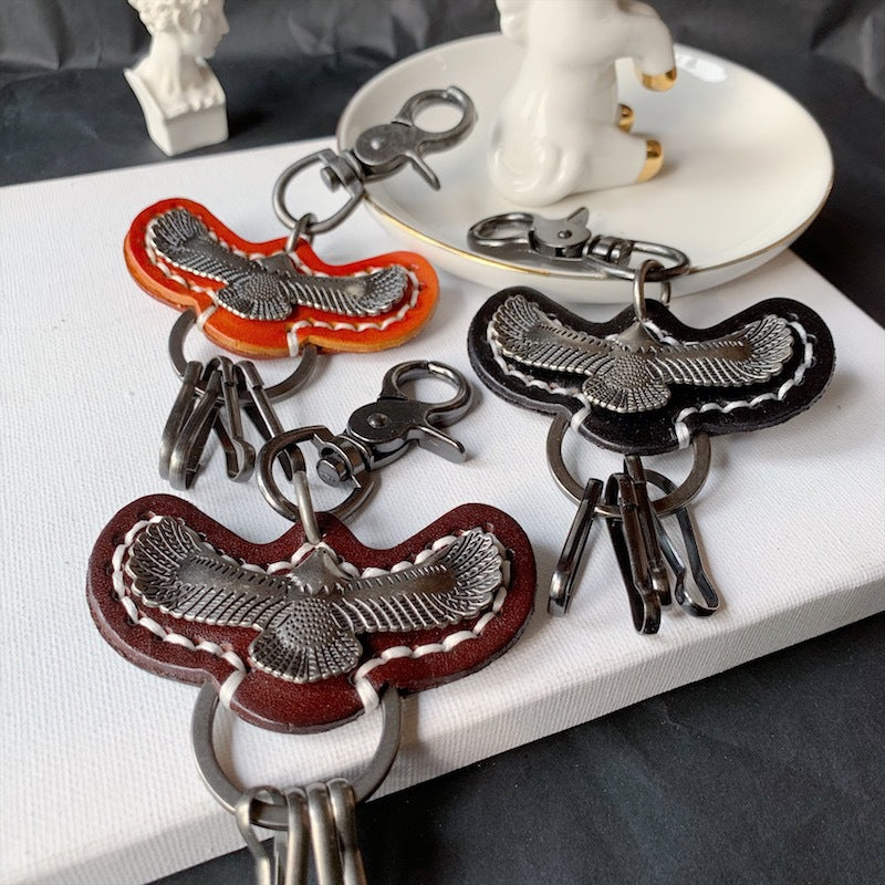 Wholesale Retro Eagle Cowhide Keychains