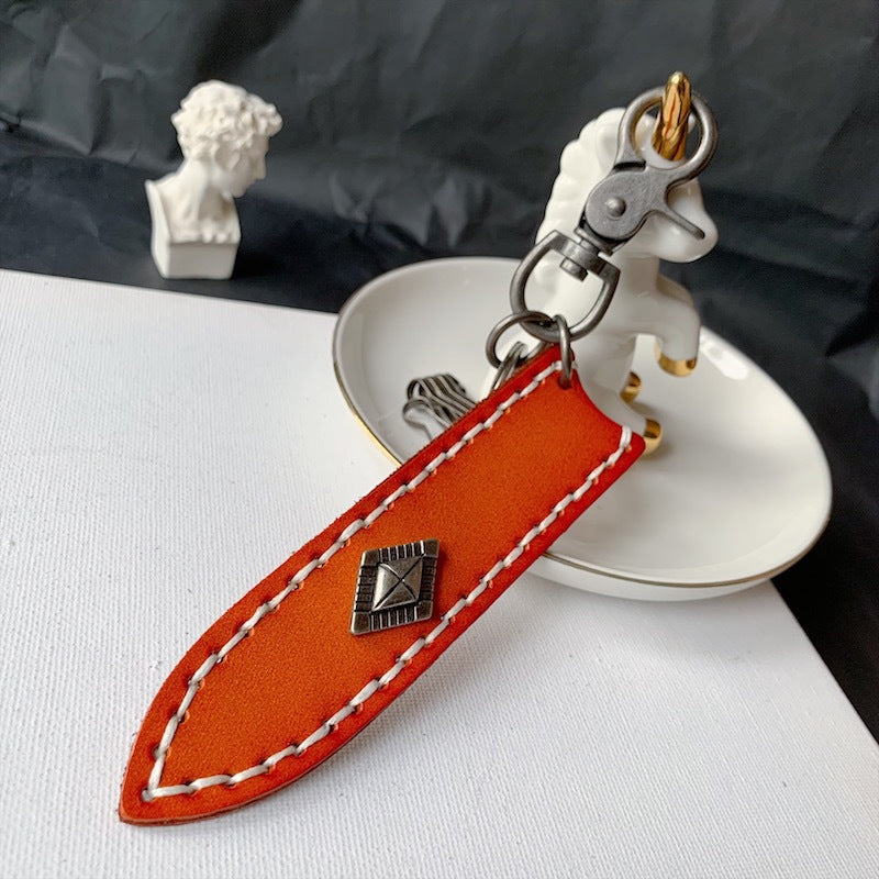 Wholesale Cowhide Carved Horseshoe Chain Keychains