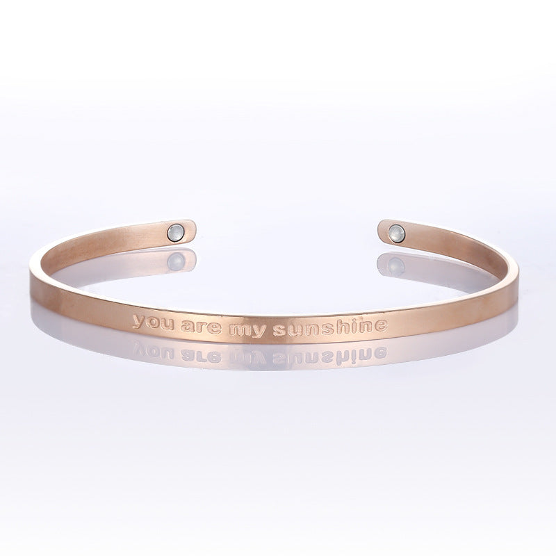 Wholesale Electroplated Rose Gold Titanium Steel Open C-shaped Bracelet