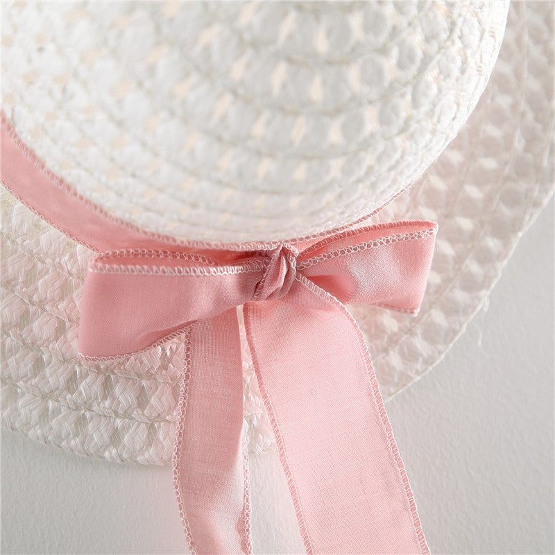 Wholesale Sweet Polka Dot Cotton Baby Girl Summer Dress With Matching Straw Hat Boutique Resale Infant Party Wear