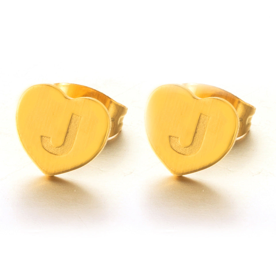 Wholesale English 26 Letter Gold Stainless Steel Earrings