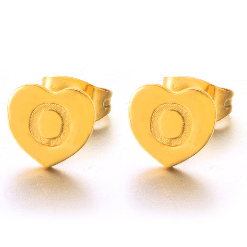 Wholesale English 26 Letter Gold Stainless Steel Earrings