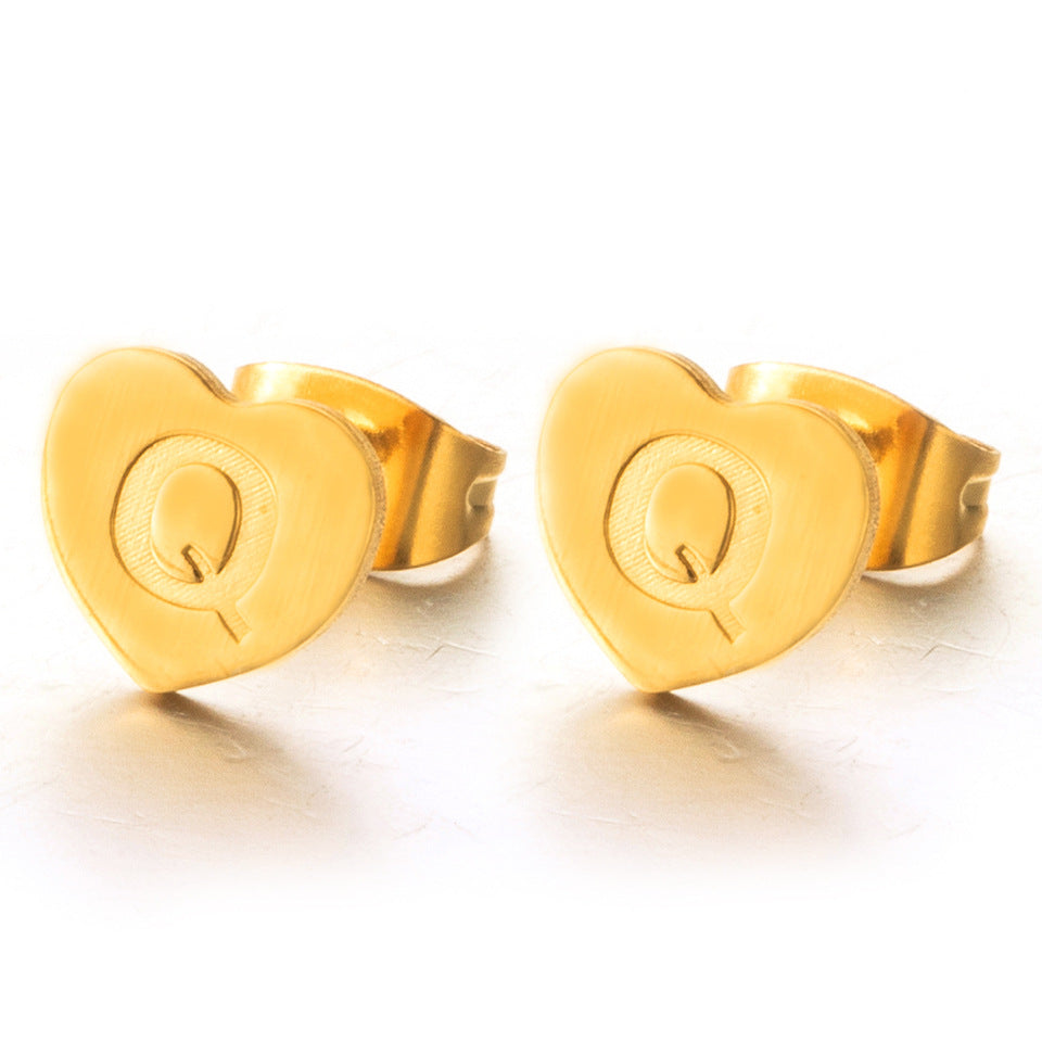 Wholesale English 26 Letter Gold Stainless Steel Earrings