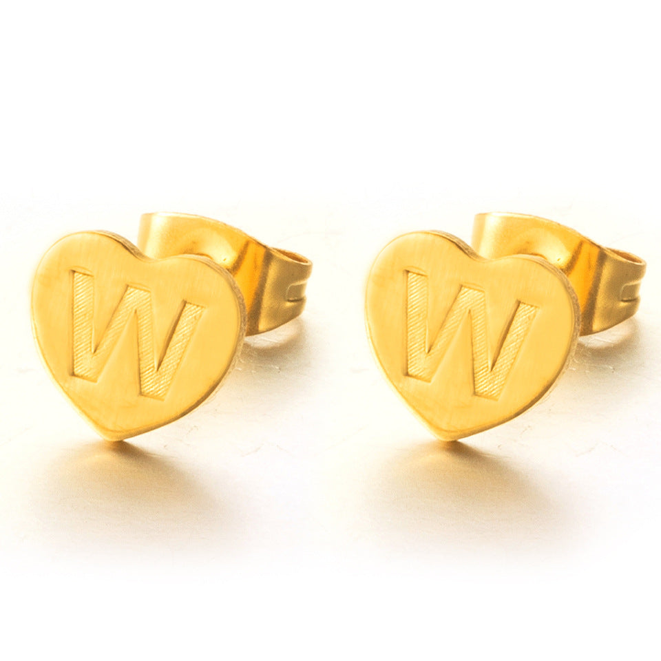Wholesale English 26 Letter Gold Stainless Steel Earrings