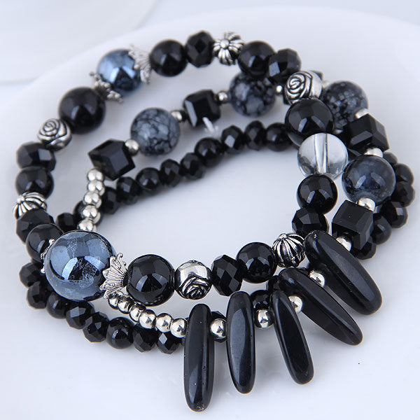 Wholesale Vintage Cat's Eye Crystal Agate Beaded Multi-layer Bracelet