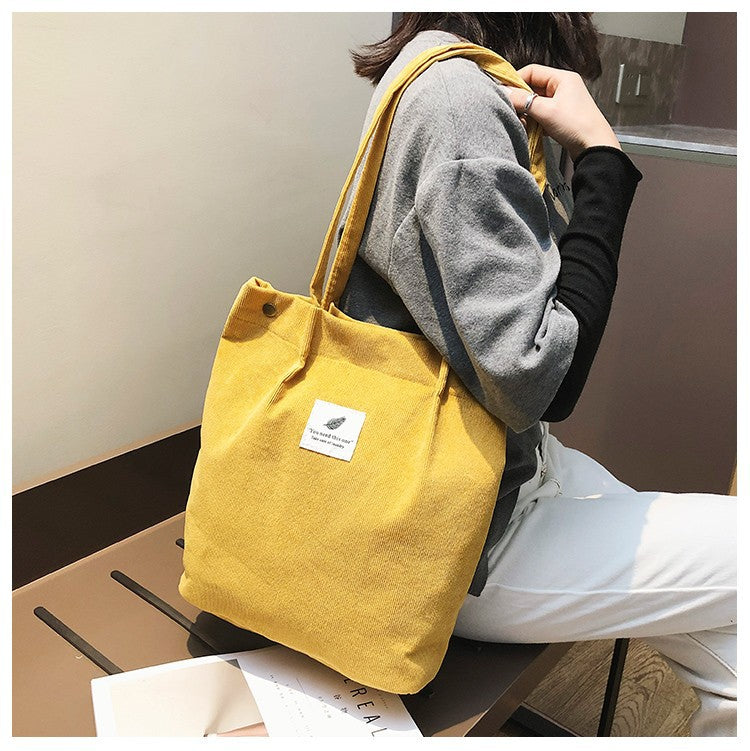 Wholesale Large Capacity Corduroy Shopping Bag Cloth Bag