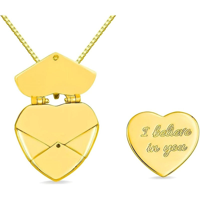 Wholesale Love Envelope Personalized DIY Engraving Openable Smooth Magnetic Heart-Shaped Necklaces