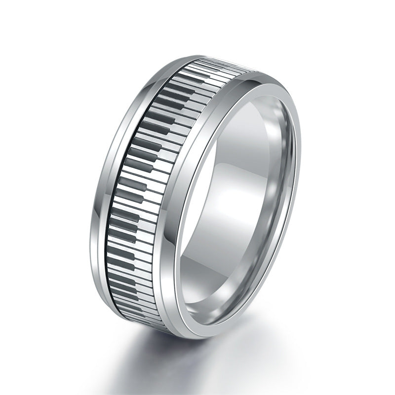 Wholesale Stainless Steel Silver Piano Keys Titanium Steel Ring