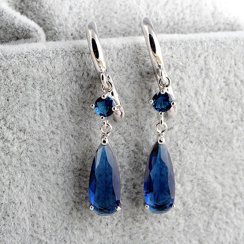 Wholesale Purple crystal teardrop earrings