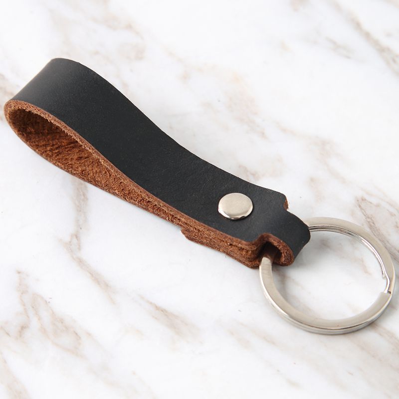 Wholesale Men's Leather Belt Waist Car Leather Single Ring Keychain
