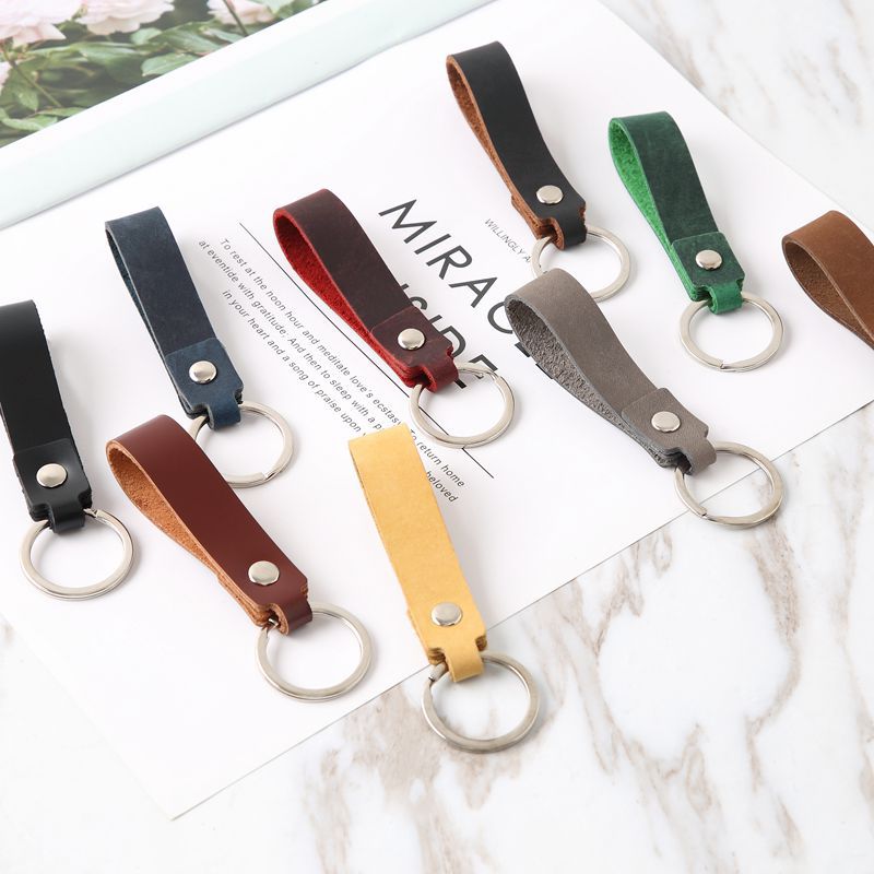 Wholesale Men's Leather Belt Waist Car Leather Single Ring Keychain