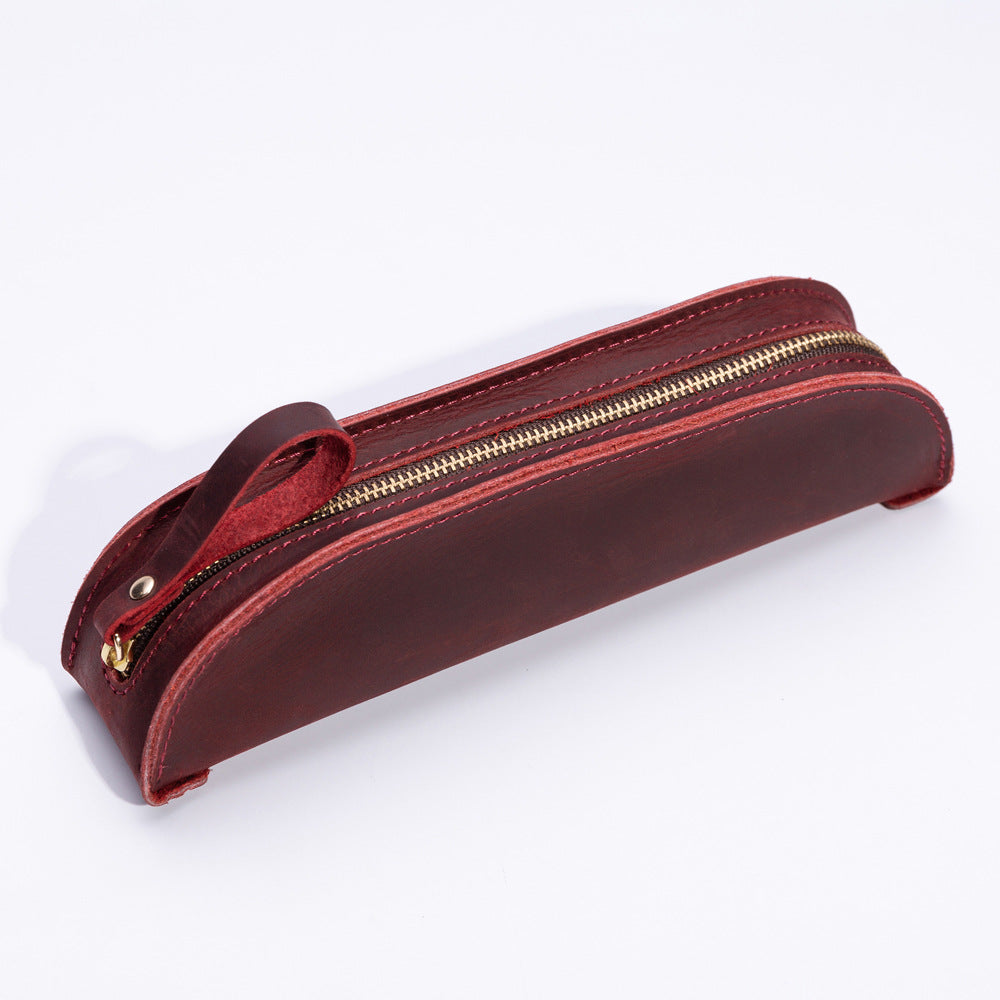Wholesale Handmade Genuine Leather Creative Fashion Retro Zipper Pencil Case