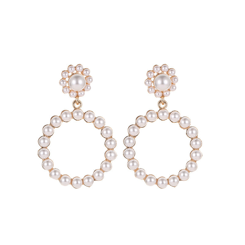 Wholesale Pearl Circle Alloy Earrings