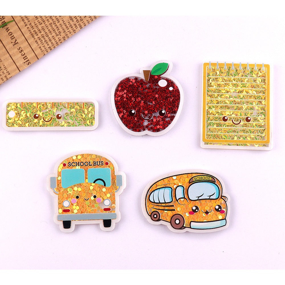 Wholesale 10pcs Quicksand Cartoon Cute Smiley Car Personalized Accessories Acrylic DIY Patches