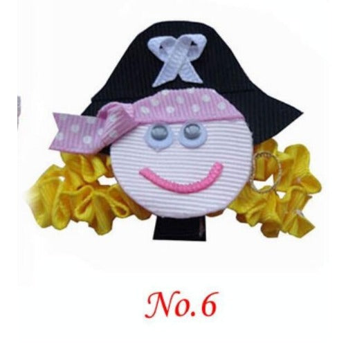 Wholesale of 10pcs Circus Clown Fabric Children's Hair Clips