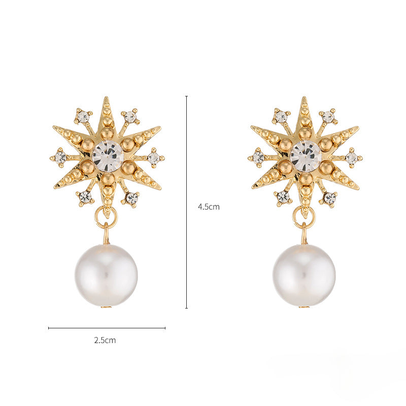 Wholesale Temperament Alloy Hexagram Dot Diamond Imitation Pearl Necklaces Bracelet Earrings