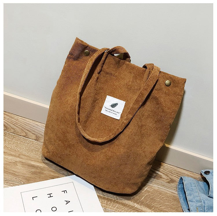 Wholesale Large Capacity Corduroy Shopping Bag Cloth Bag