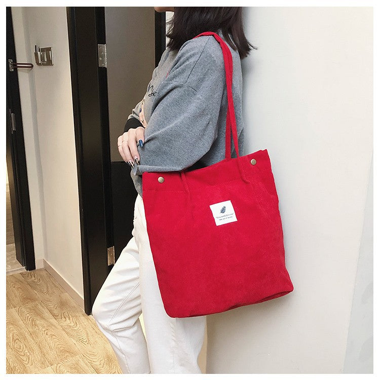 Wholesale Large Capacity Corduroy Shopping Bag Cloth Bag