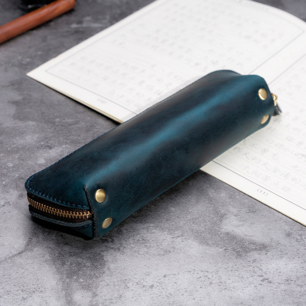 Wholesale Retro Fashion Genuine Leather Creative Pencil Case
