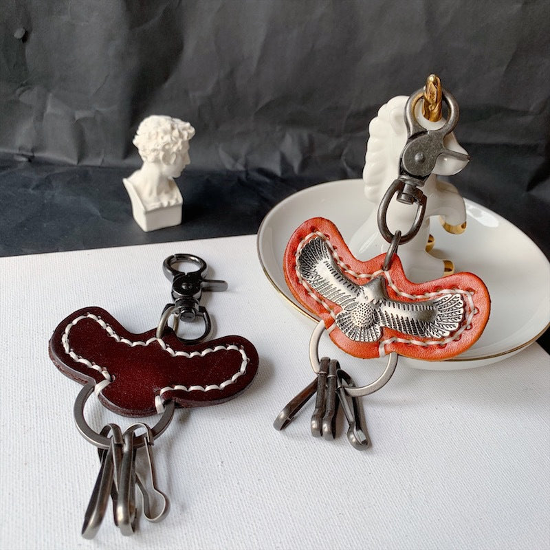 Wholesale Retro Eagle Cowhide Keychains