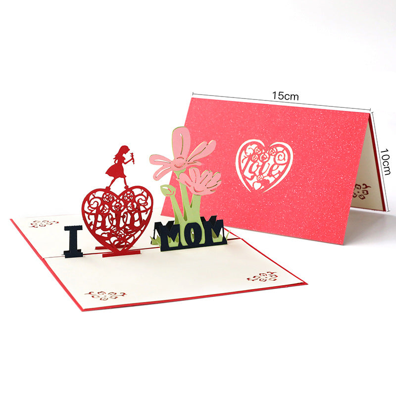 Wholesale Mother's Day Paper Three-dimensional Greeting Cards 3D Hot Stamping Ornaments