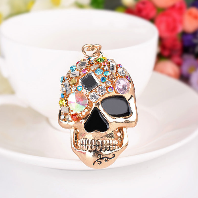 Wholesale Diamond studded Skull Metal Keychain