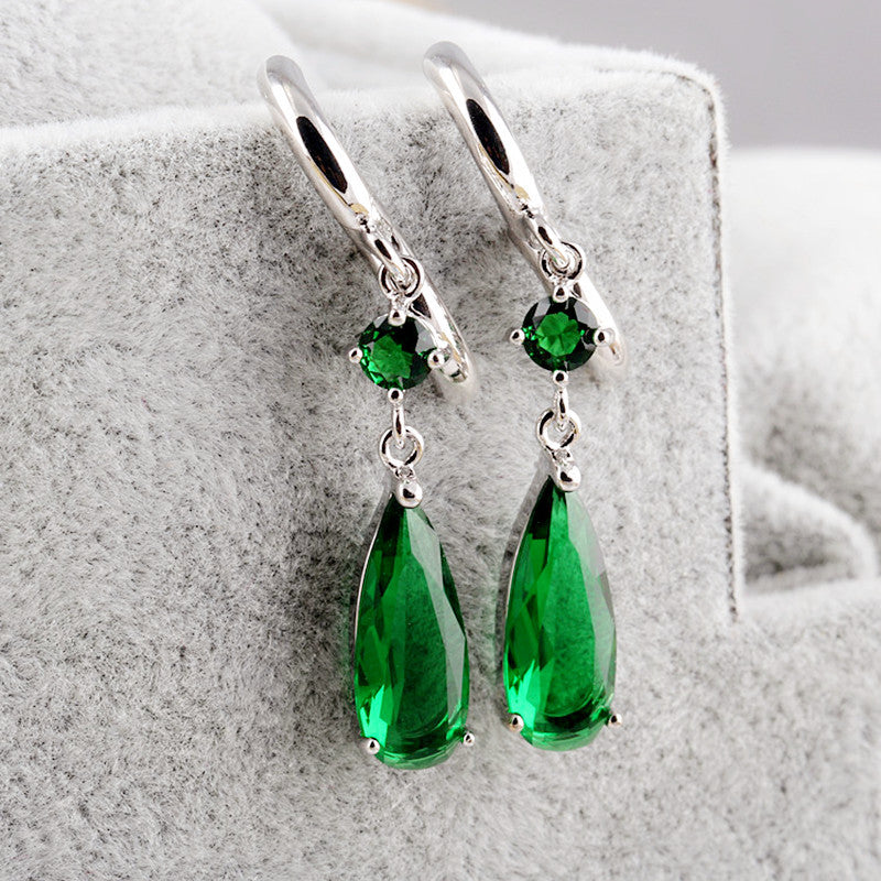 Wholesale Purple crystal teardrop earrings