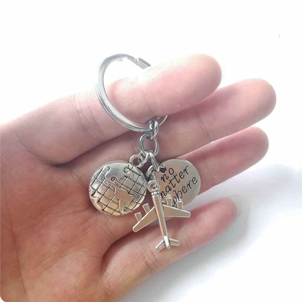 Wholesale DIY Alloy Aircraft Compass Friendship Keychain