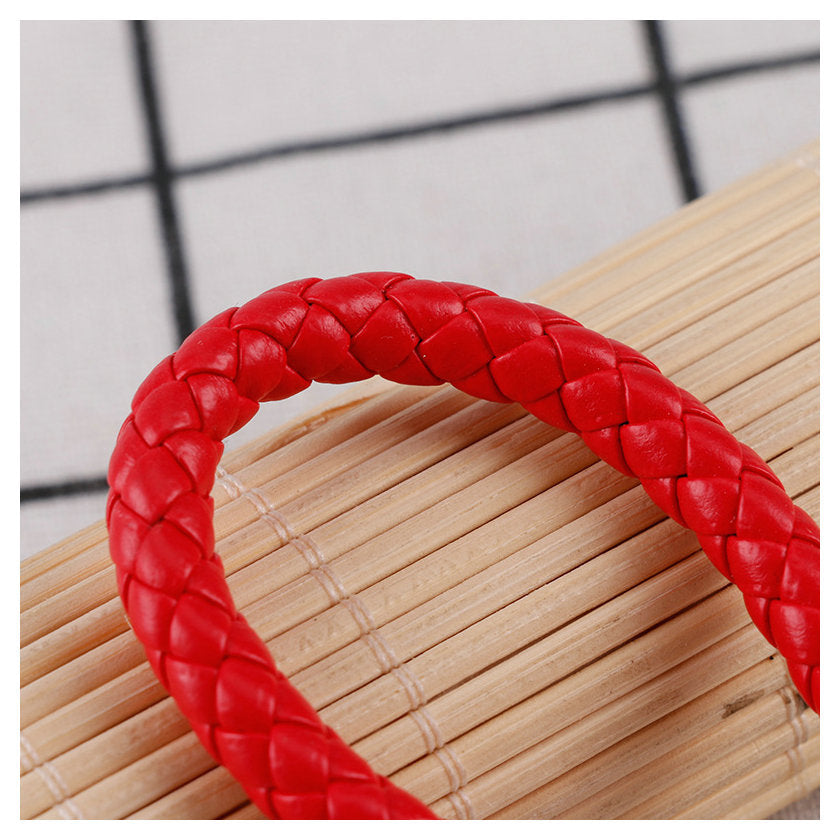 Wholesale Braided Color Leather Rope Keychain
