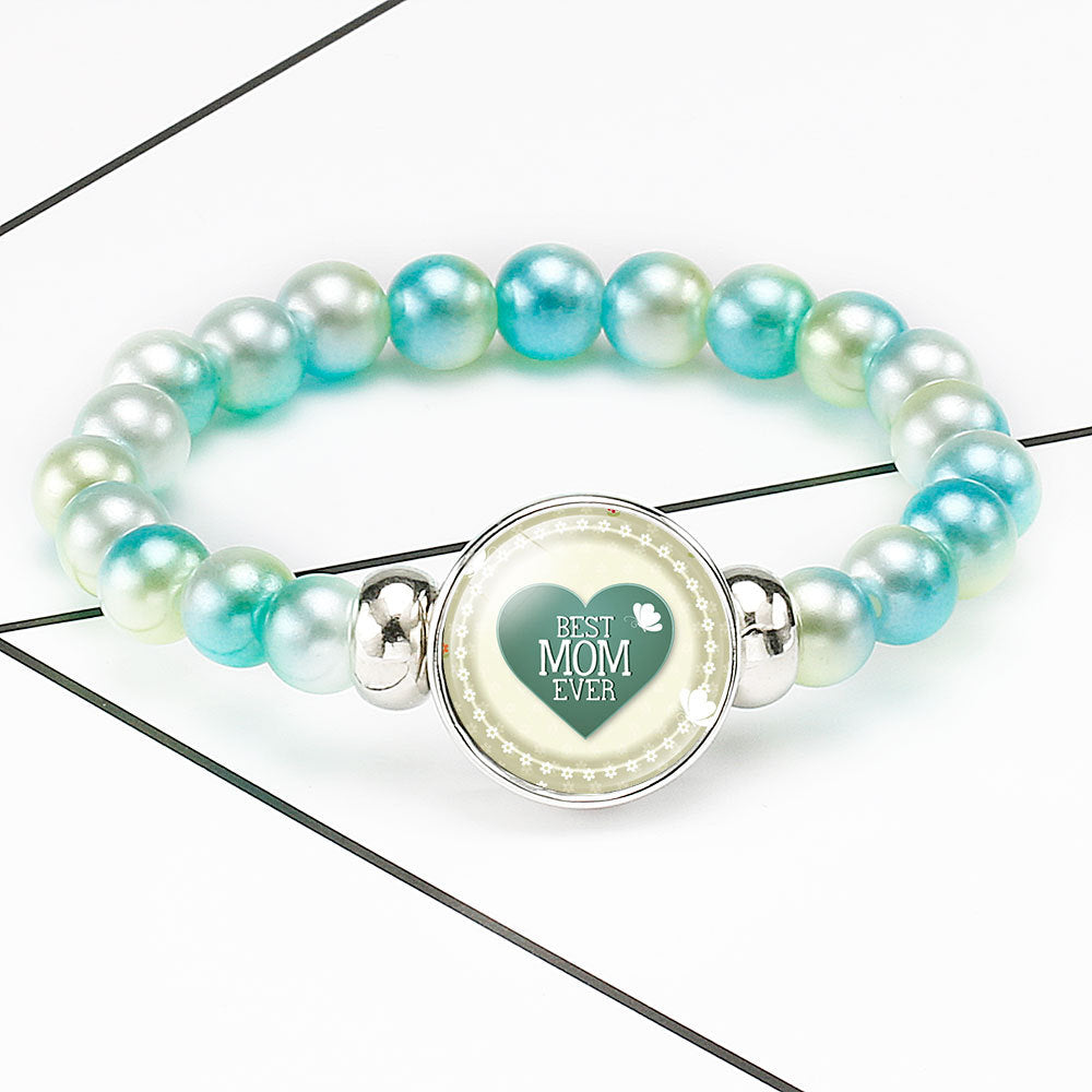 Wholesale MOM Heart Shaped Gemstone Alloy Bracelet