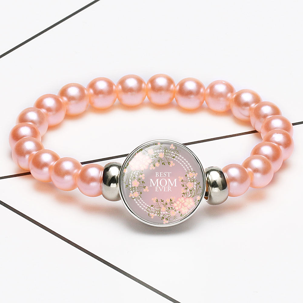 Wholesale MOM Heart Shaped Gemstone Alloy Bracelet