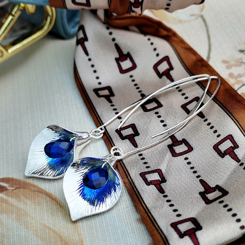 Wholesale Orchid Long Style Crystal Alloy Earrings