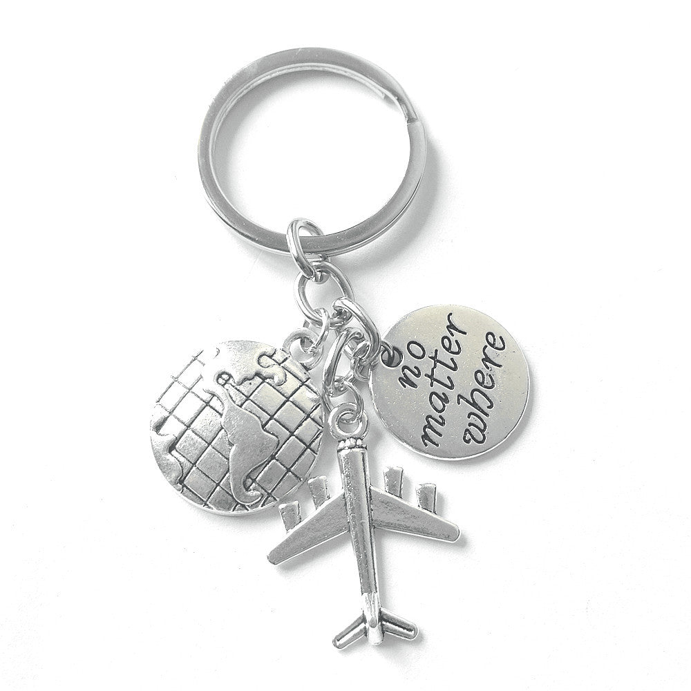 Wholesale DIY Alloy Aircraft Compass Friendship Keychain