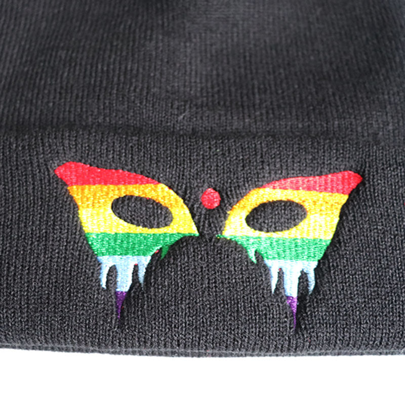 Wholesale Colorful Butterfly Embroidery Knitted Beanie Beanie