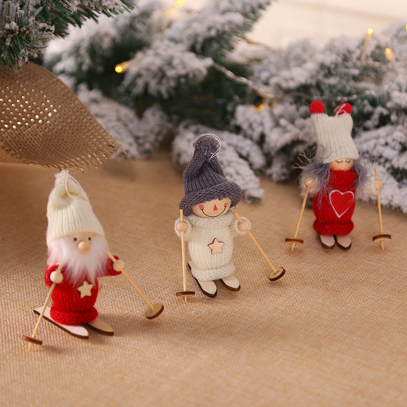 Wholesale Christmas Decorations Ornaments Wooden Ski Dolls Dolls