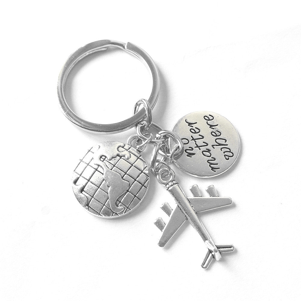 Wholesale DIY Alloy Aircraft Compass Friendship Keychain