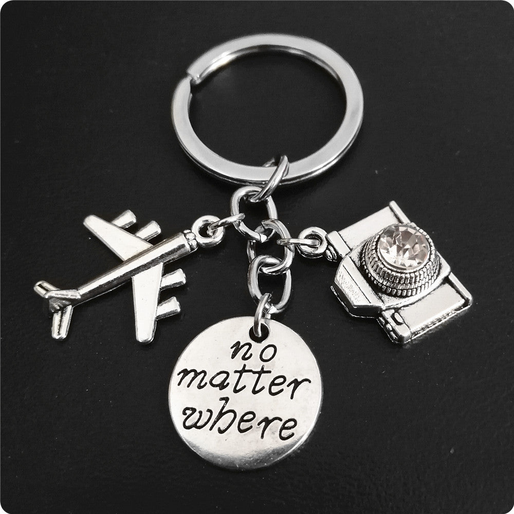 Wholesale 3PCS  Alloy Diy Earth Accessories Graduation Travel Keychain Aircraft Compass Camera Keychain Pendant