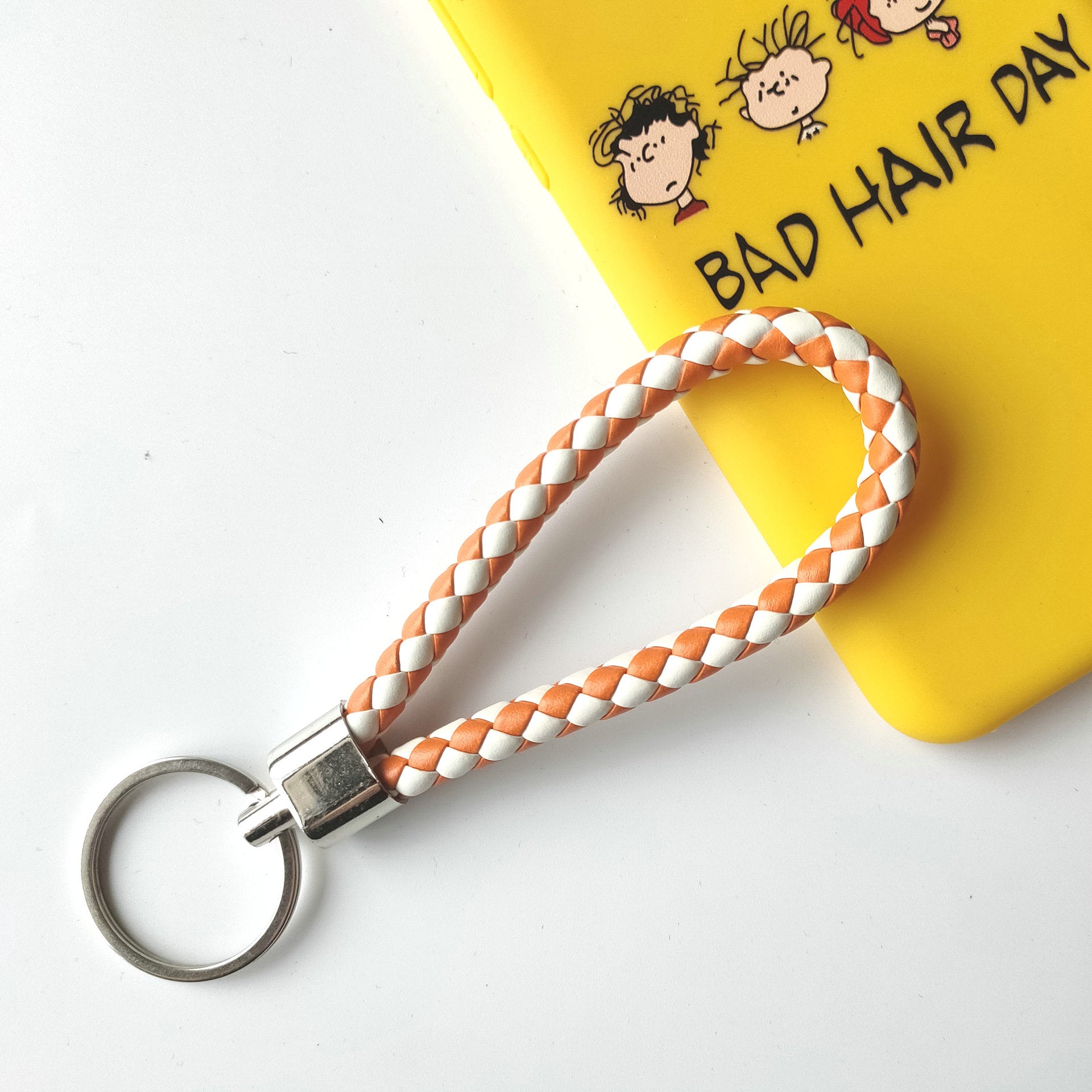 Wholesale Braided Color Leather Rope Keychain