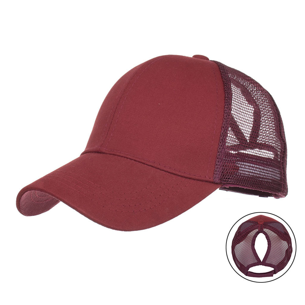 Wholesale  7 Color Ponytail Hole Mesh Cap Baseball Cap Sunshade Outdoor Sun Hat