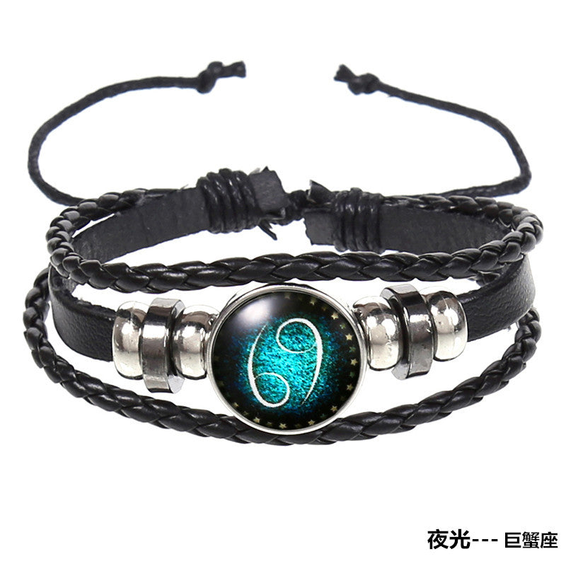 Wholesale 12 Constellations Vintage Weave Sky Leather Bracelet