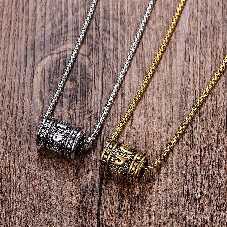 Wholesale Stainless Steel Six Character Mantra Pendant Beaded Necklace