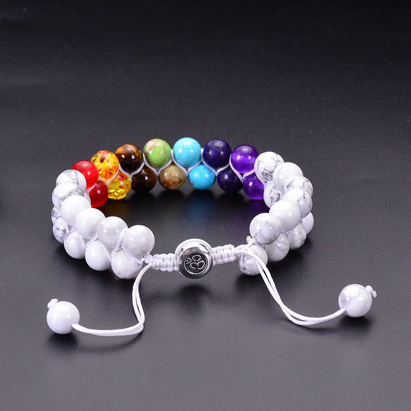 Wholesale Natural Turquoise Double Layer Woven Bracelets