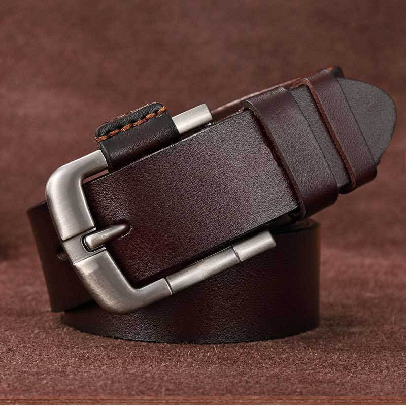 Wholesale Genuine leather belt men' s pin buckle youth retro casual jeans