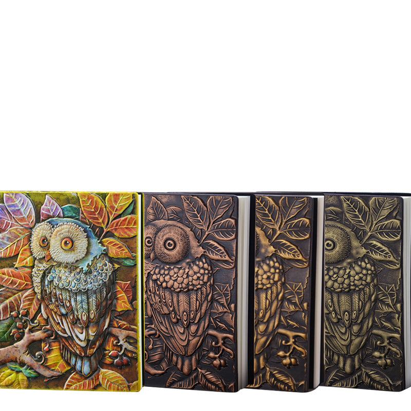 Wholesale Faux Leather Relief Owl PU A5 Notebook Notebook