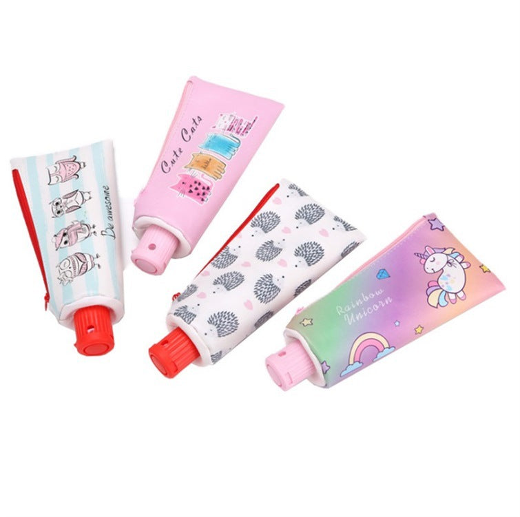 Wholesale PU Toothpaste Shaped Pen Bags with Pencil Sharpeners