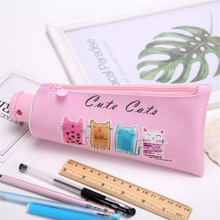 Wholesale PU Toothpaste Shaped Pen Bags with Pencil Sharpeners
