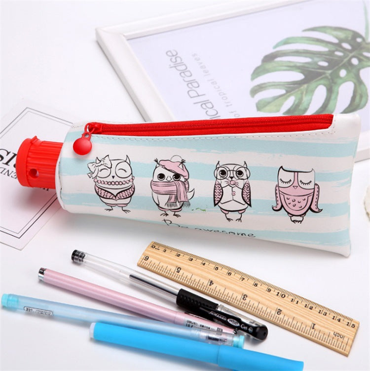 Wholesale PU Toothpaste Shaped Pen Bags with Pencil Sharpeners