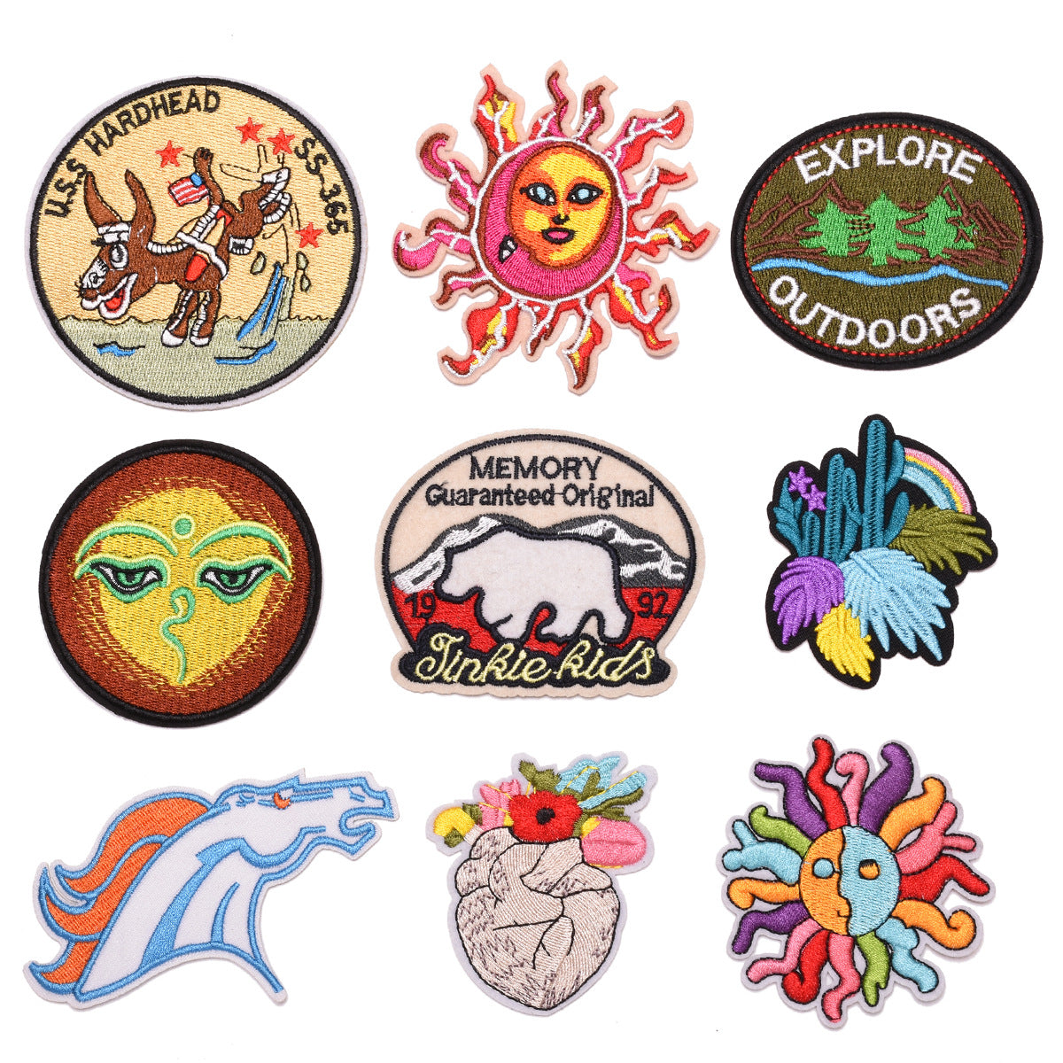 Wholesale Trendy Embroidered Cloth Patches 9 Piece Set For Clothing Hats Shoes Bags DIY Fashion Accessory