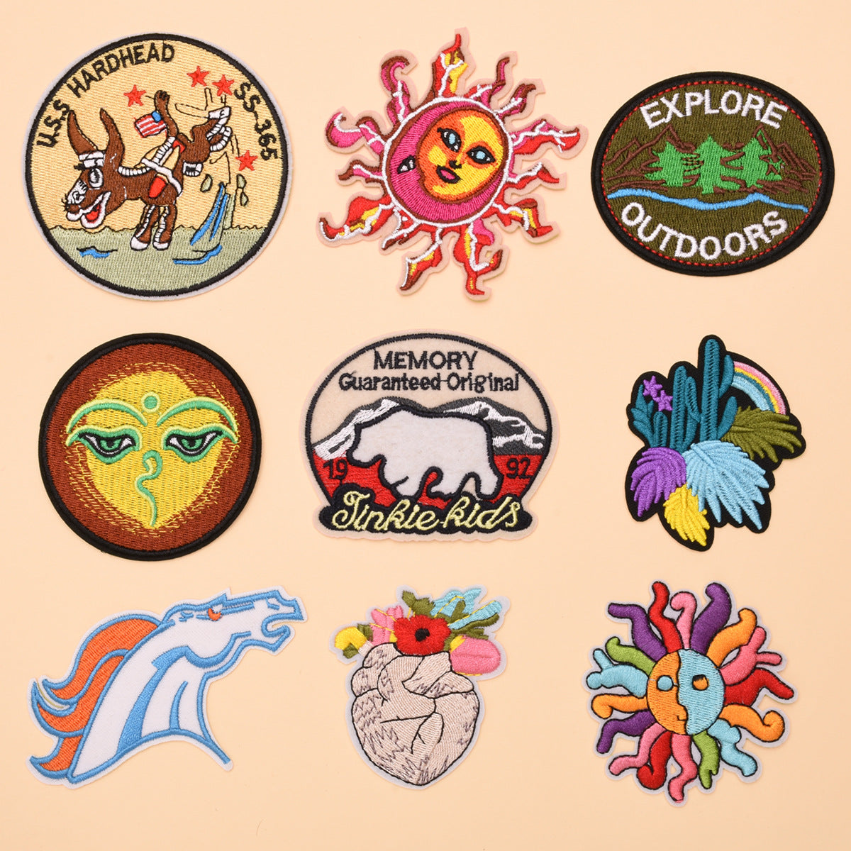 Wholesale Trendy Embroidered Cloth Patches 9 Piece Set For Clothing Hats Shoes Bags DIY Fashion Accessory