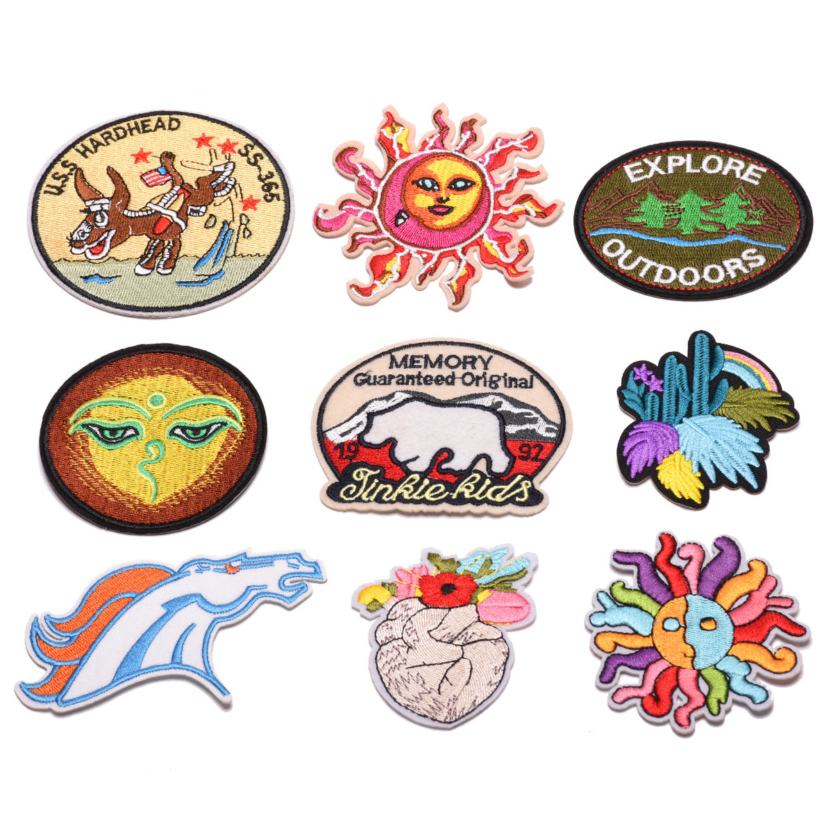 Wholesale Trendy Embroidered Cloth Patches 9 Piece Set For Clothing Hats Shoes Bags DIY Fashion Accessory